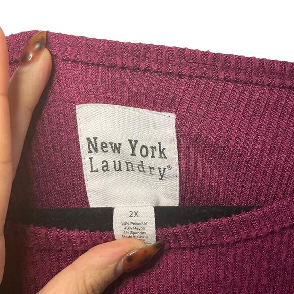 New York Laundry Studded Shoulder Knit Top – Plum – 2X - Picture 4 of 4